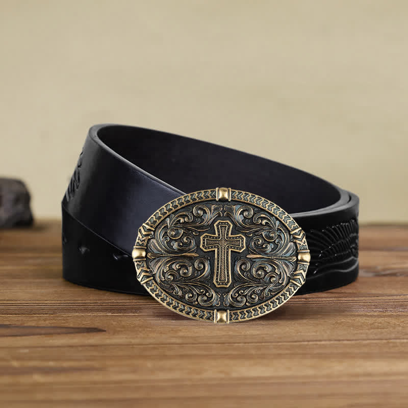 Herren DIY Center Cross Attitude Schnalle Ledergürtel