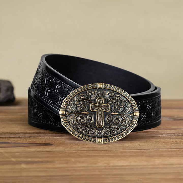 Herren DIY Center Cross Attitude Schnalle Ledergürtel