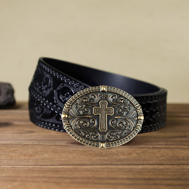 Herren DIY Center Cross Attitude Schnalle Ledergürtel