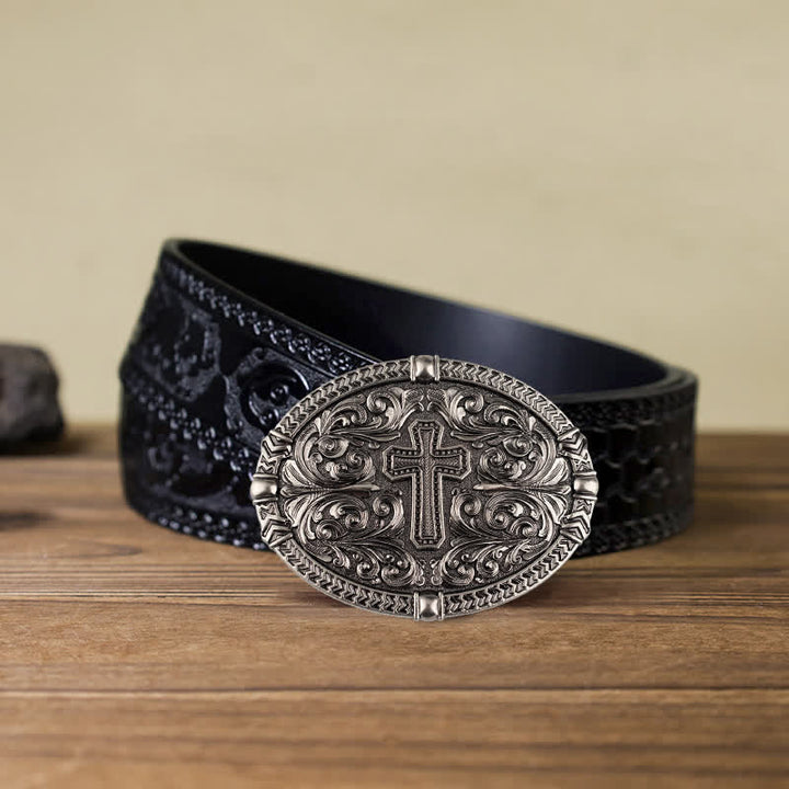 Herren DIY Center Cross Attitude Schnalle Ledergürtel