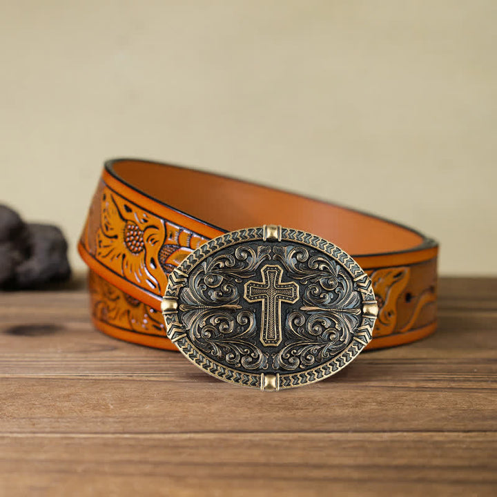 Herren DIY Center Cross Attitude Schnalle Ledergürtel