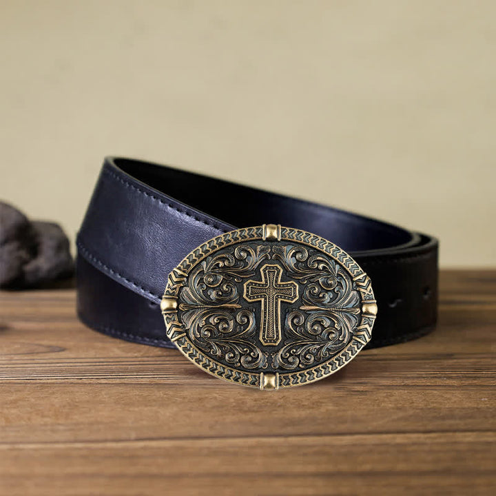 Herren DIY Center Cross Attitude Schnalle Ledergürtel