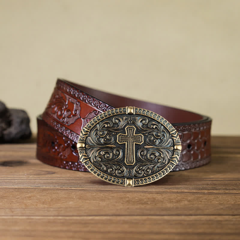 Herren DIY Center Cross Attitude Schnalle Ledergürtel