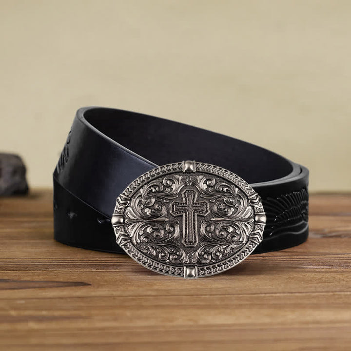 Herren DIY Center Cross Attitude Schnalle Ledergürtel