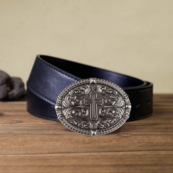 Herren DIY Center Cross Attitude Schnalle Ledergürtel