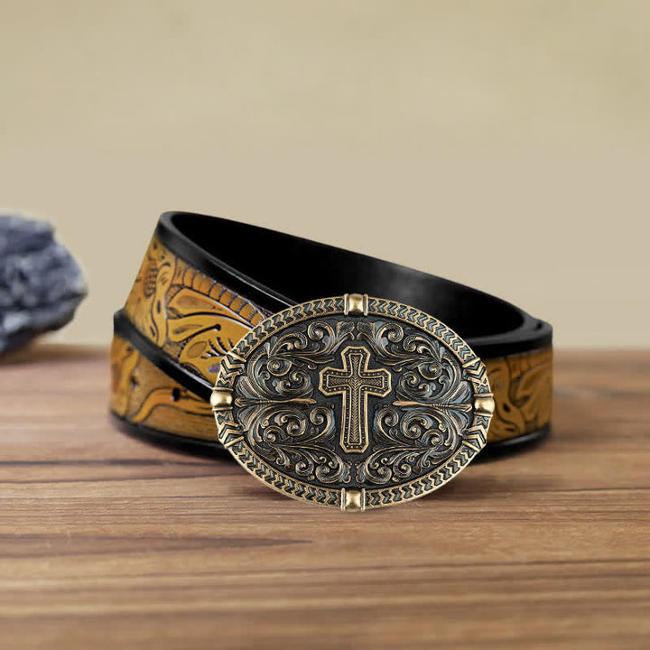 Herren DIY Center Cross Attitude Schnalle Ledergürtel