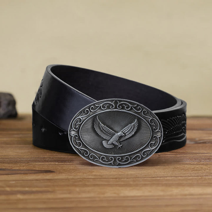 Herren DIY antiker Leder Gürtel mit freier Adler Schnalle