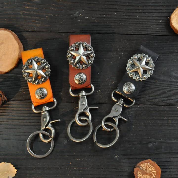 Lone Star Abzeichen Rindsleder Schlüsselanhänger - image 0