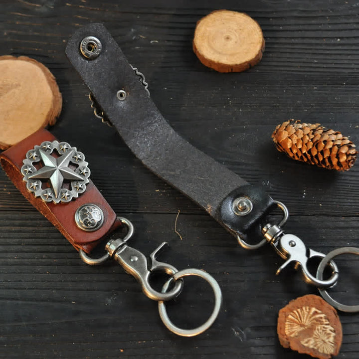 Lone Star Abzeichen Rindsleder Schlüsselanhänger - image 1