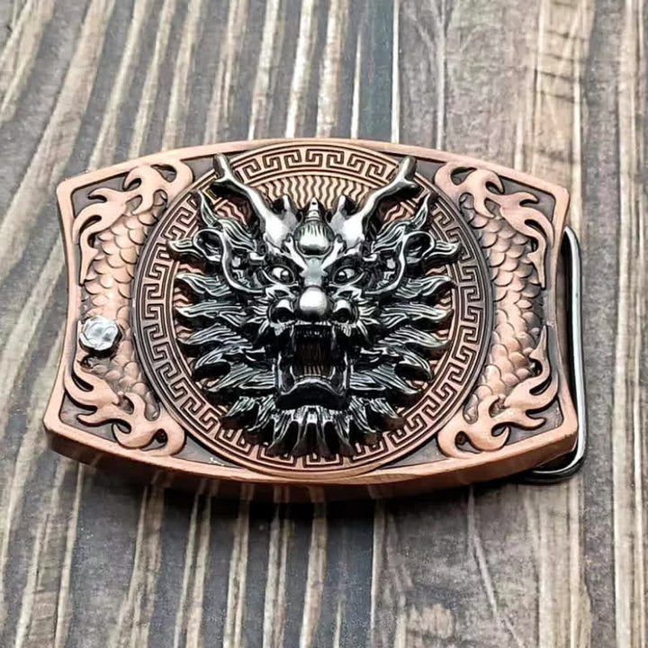 Herren DIY Rot Bronze Drache Verstecktes Klappmesser Ledergürtel