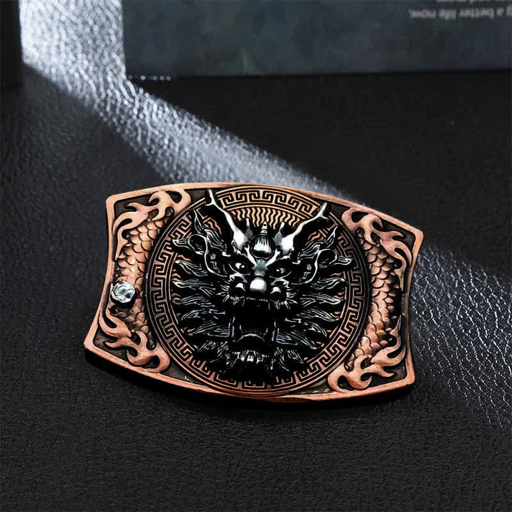 Herren DIY Rot Bronze Drache Verstecktes Klappmesser Ledergürtel