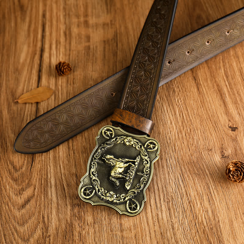 Herren-Ledergürtel mit stabilem Steed-Prägemuster