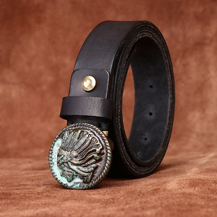 Vintage-Ledergürtel mit Indianerkopf für Herren