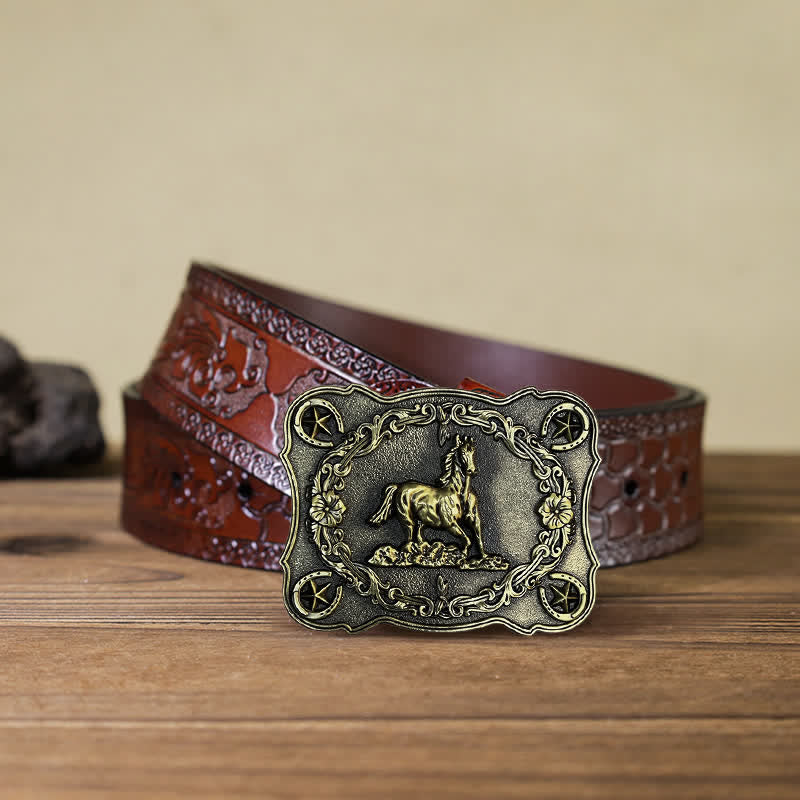 Herren DIY wilder Rennpferd-Schnallengürtel aus Leder