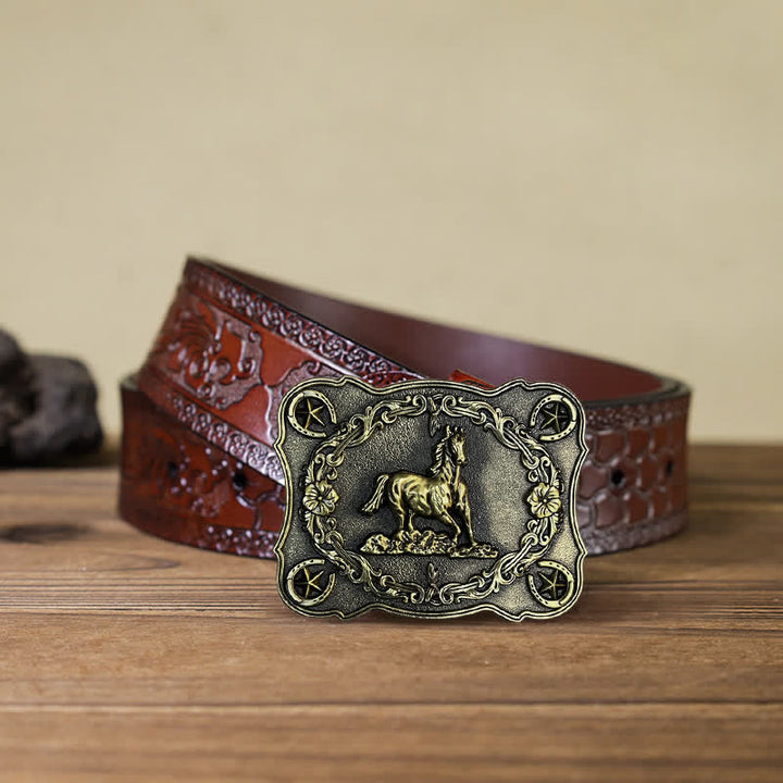 Herren DIY wilder Rennpferd-Schnallengürtel aus Leder