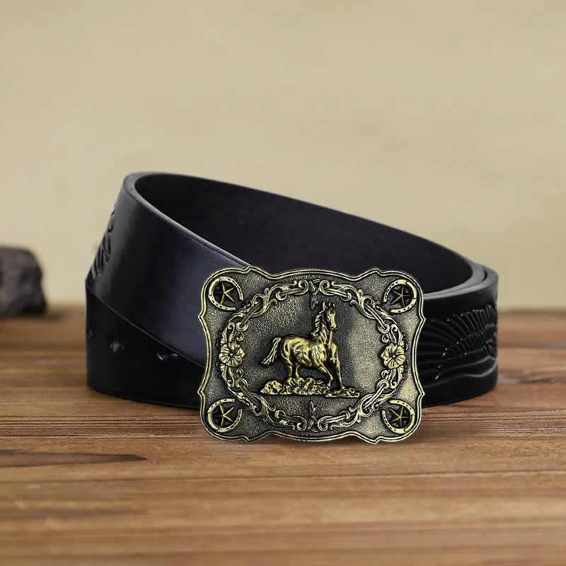 Herren DIY wilder Rennpferd-Schnallengürtel aus Leder