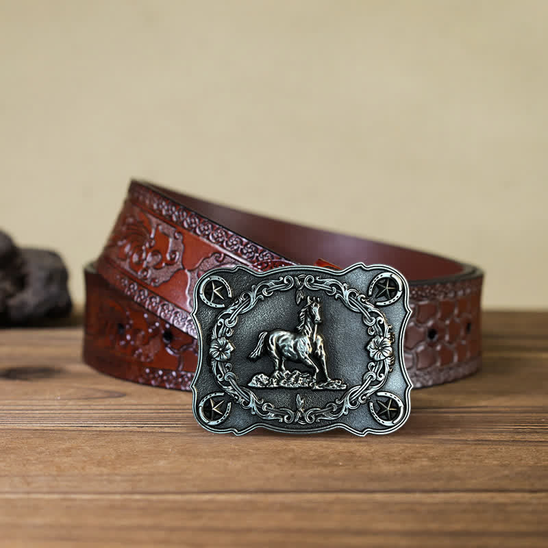 Herren DIY wilder Rennpferd-Schnallengürtel aus Leder