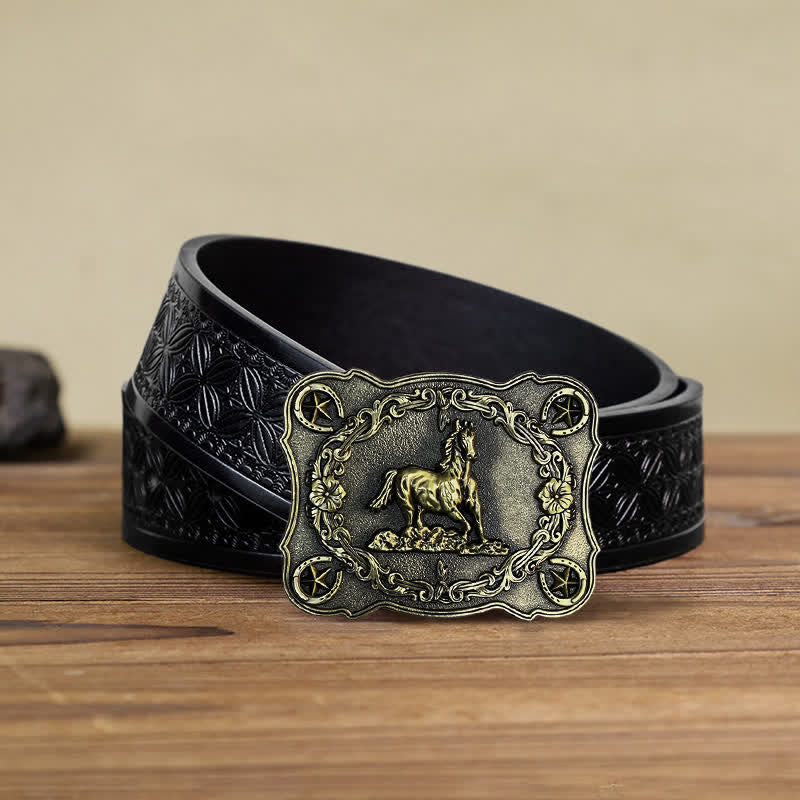 Herren DIY wilder Rennpferd-Schnallengürtel aus Leder
