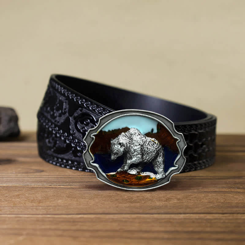 DIY Eisbär emaillierter Schnalle Ledergürtel für Herren