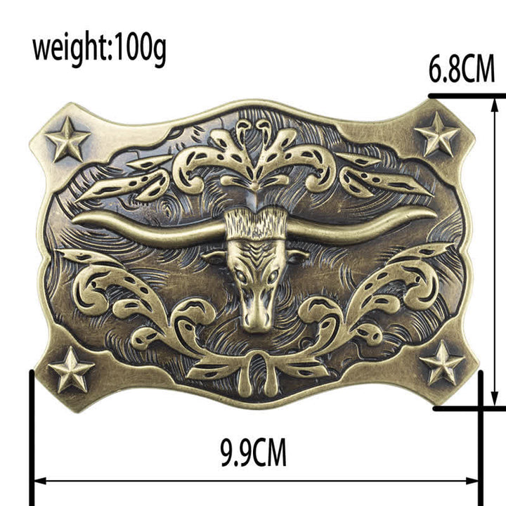 Herren-DIY-Quadratische Western-Stierkopf-Schnallenledergürtel