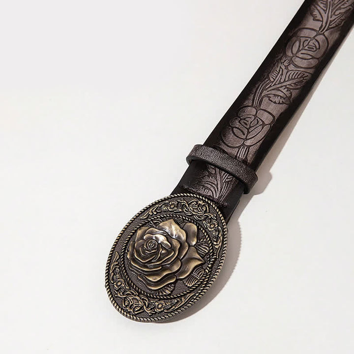 Ledergürtel mit Schnalle im Rosenschild im westlichen Stil
