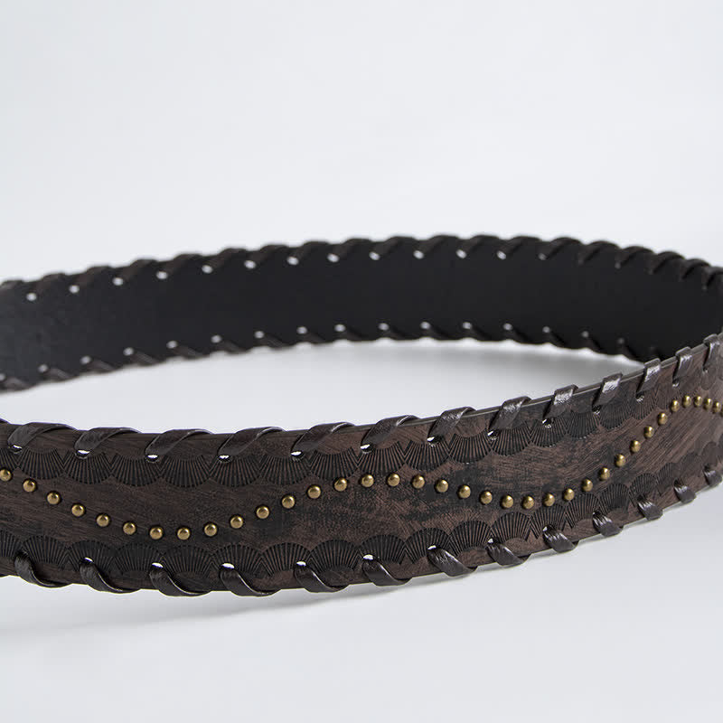 Damen Retro-Strassniet-Prägledergürtel