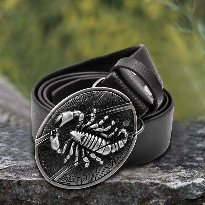 Herren-Ledergürtel Scorpion mit Klappmesser