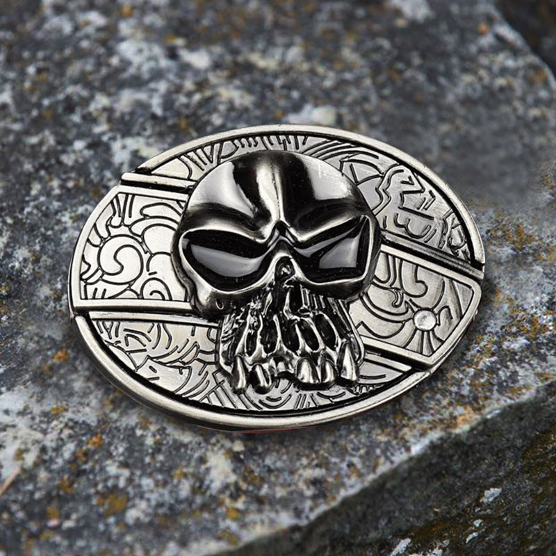 Herren DIY Totenkopf-Ledergürtel mit verstecktem Klappmesser