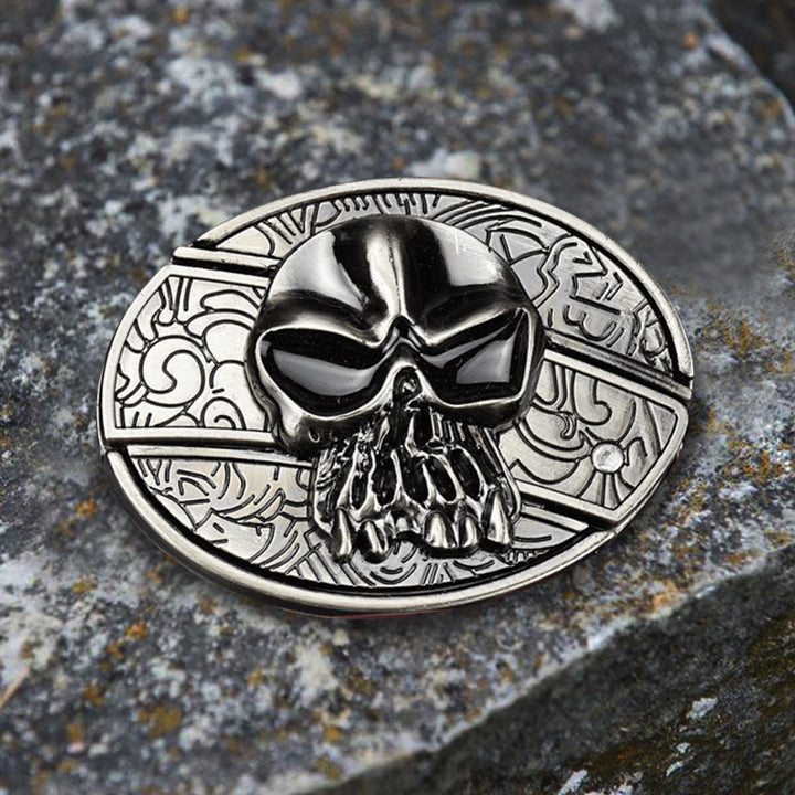 Herren DIY Totenkopf-Ledergürtel mit verstecktem Klappmesser