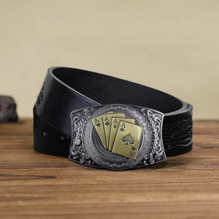 Herren DIY Gold Poker Verstecktes Klappmesser Ledergürtel