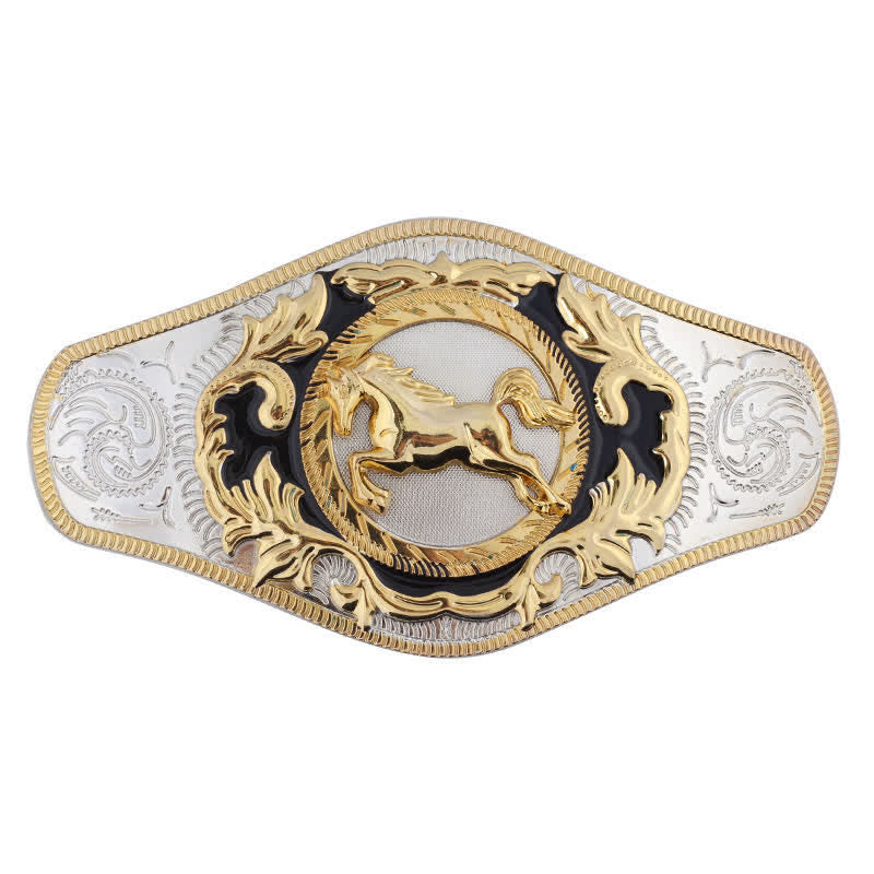 Herren-DIY-Western-Gürtel mit goldener Tierschnalle aus Leder - Laufendes Pferd - Ohne Gürtel - image 12