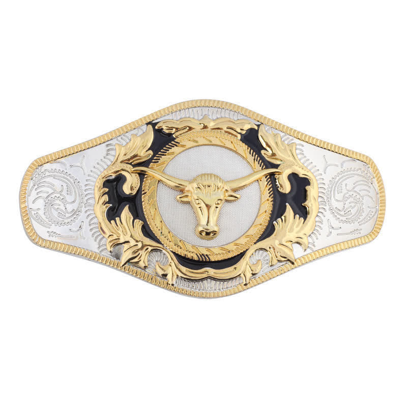 Herren-DIY-Western-Gürtel mit goldener Tierschnalle aus Leder - Stierkopf - Ohne Gürtel - image 20