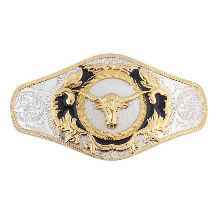 Herren-DIY-Western-Gürtel mit goldener Tierschnalle aus Leder - Stierkopf - Ohne Gürtel - image 20