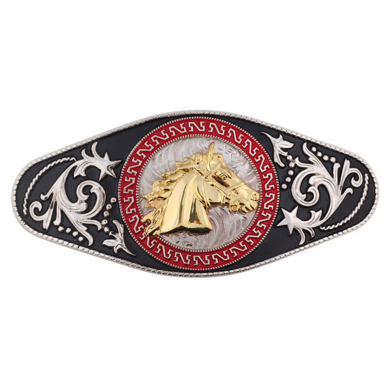 Herren DIY Western Schwarz-Gold Tier-Schnalle Ledergürtel - Pferdekopf - Ohne Gürtel - image 14