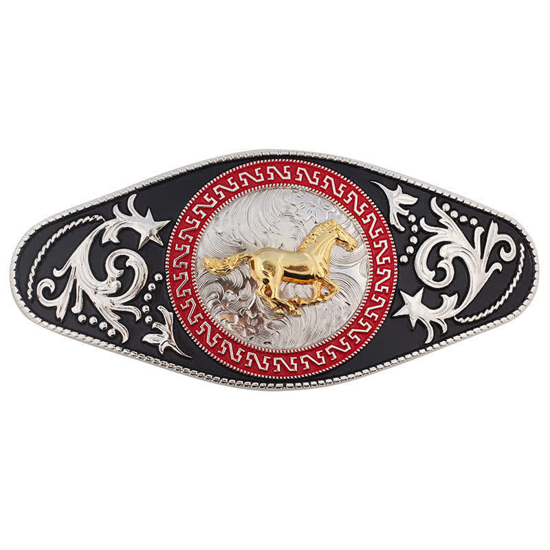 Herren DIY Western Schwarz-Gold Tier-Schnalle Ledergürtel - image 2