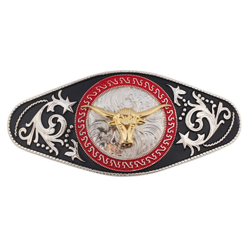 Herren DIY Western Schwarz-Gold Tier-Schnalle Ledergürtel - Stierkopf - Ohne Gürtel - image 23