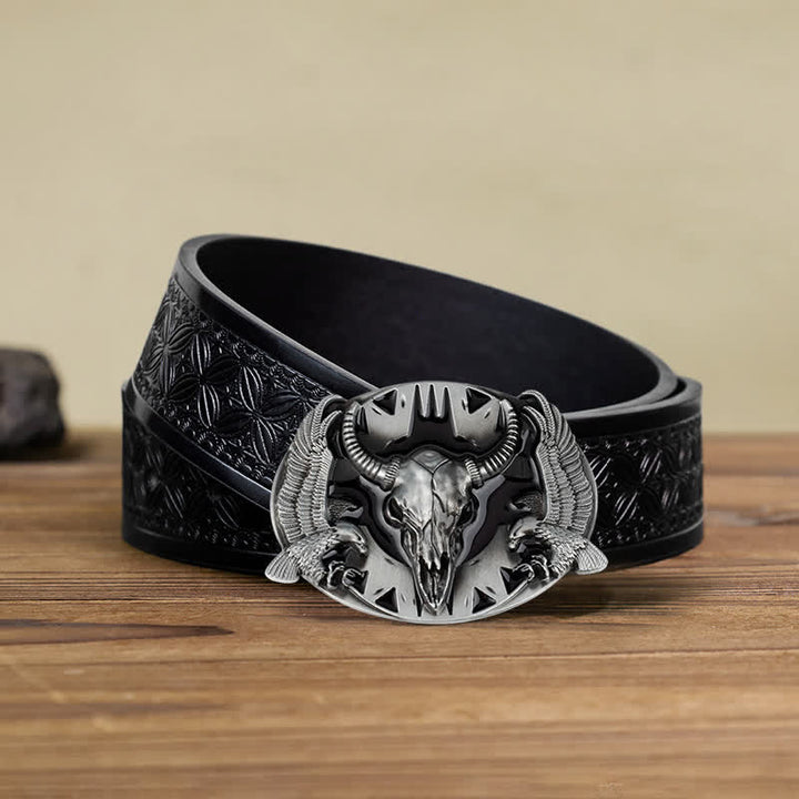 Herrengürtel DIY Vintage Bull &amp; Dual Eagles Schnalle Leder