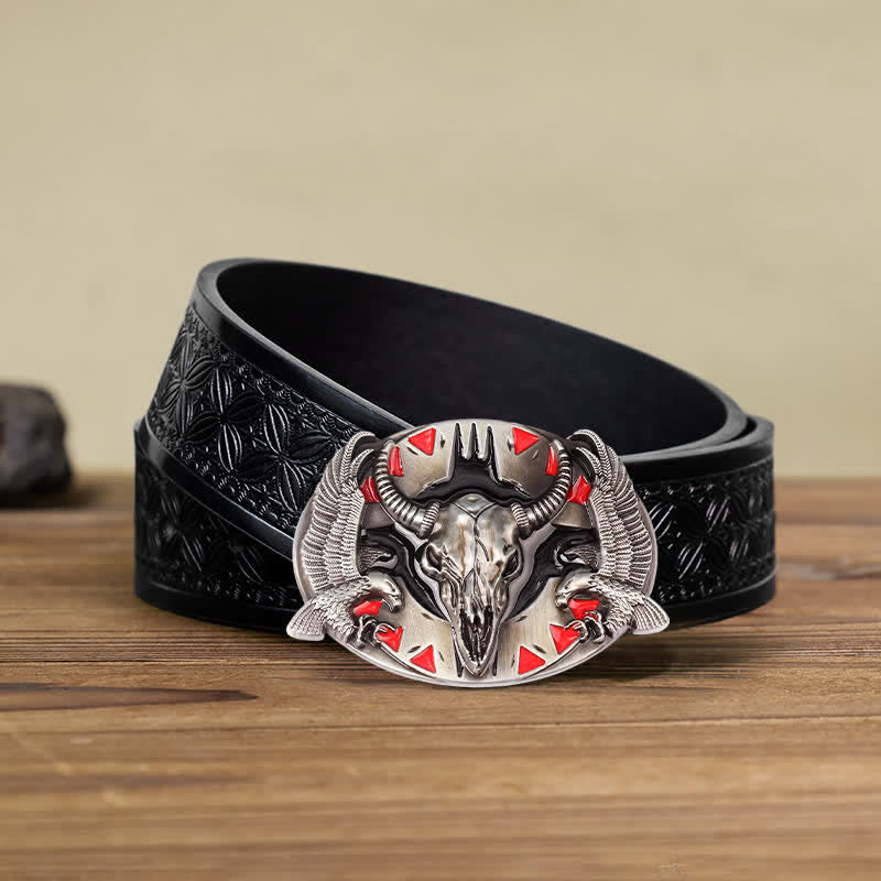 Herrengürtel DIY Vintage Bull &amp; Dual Eagles Schnalle Leder