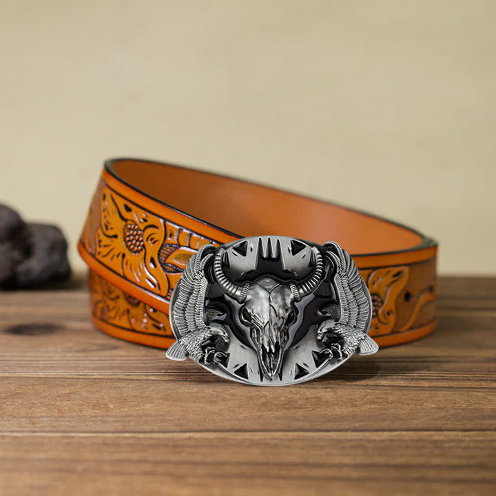 Herrengürtel DIY Vintage Bull &amp; Dual Eagles Schnalle Leder