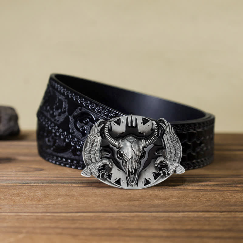 Herrengürtel DIY Vintage Bull &amp; Dual Eagles Schnalle Leder