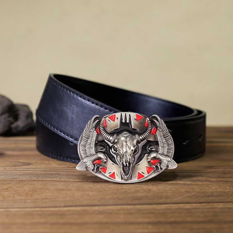 Herrengürtel DIY Vintage Bull &amp; Dual Eagles Schnalle Leder