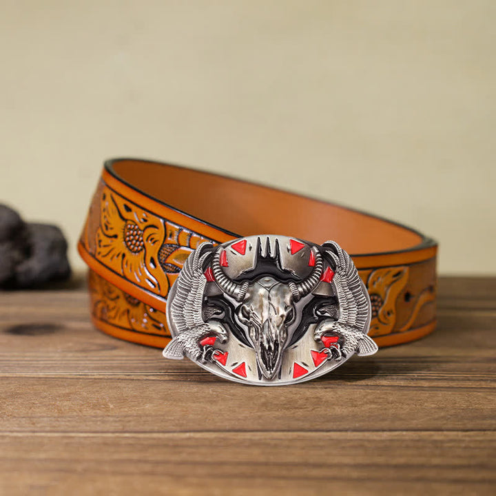 Herrengürtel DIY Vintage Bull &amp; Dual Eagles Schnalle Leder