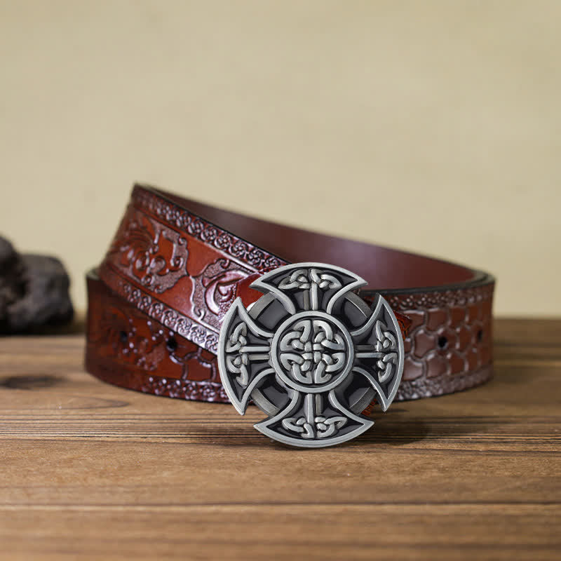 DIY-Wikingerledergürtel für Herren mit keltischem Kreuzknotenschnalle