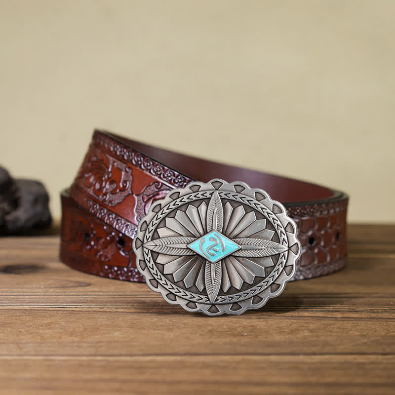 Herren DIY Indianischer Stamm Kreuze Totem Ledergürtel Schnalle