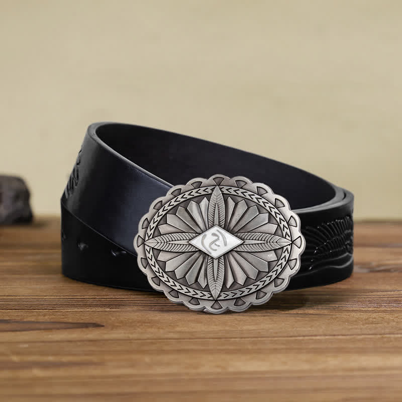 Herren DIY Indianischer Stamm Kreuze Totem Ledergürtel Schnalle