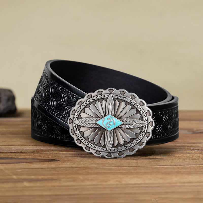 Herren DIY Indianischer Stamm Kreuze Totem Ledergürtel Schnalle