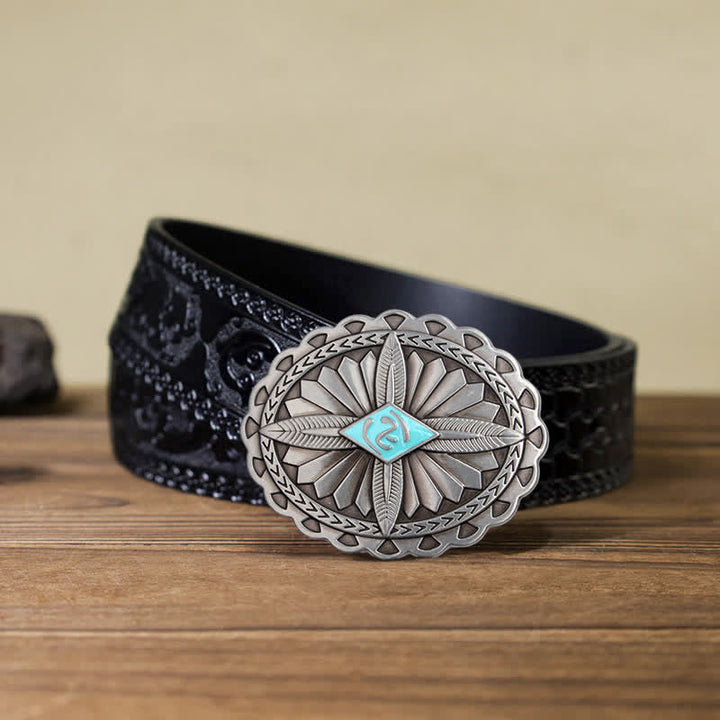 Herren DIY Indianischer Stamm Kreuze Totem Ledergürtel Schnalle