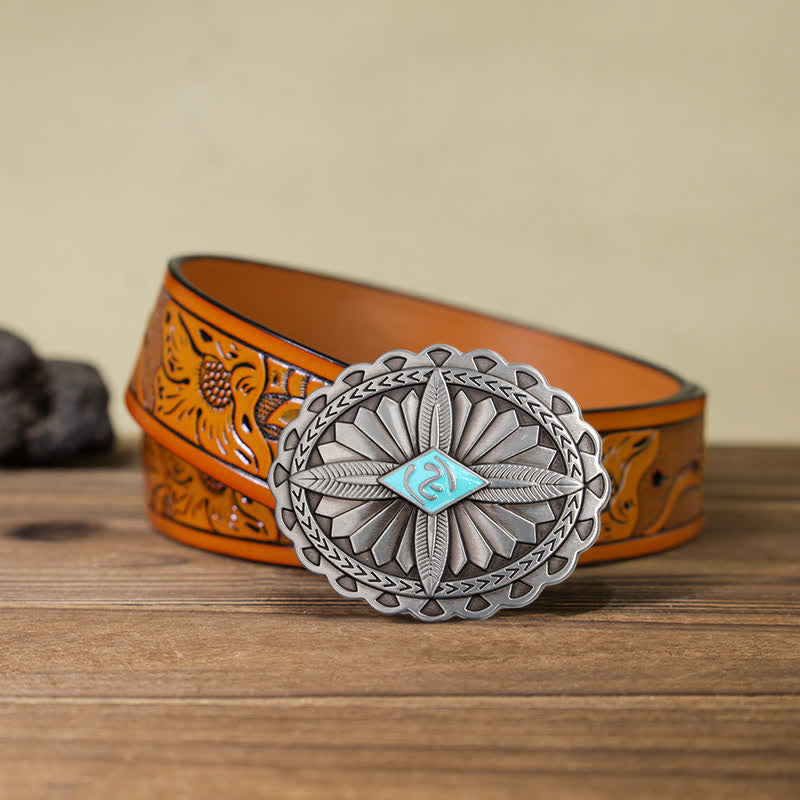Herren DIY Indianischer Stamm Kreuze Totem Ledergürtel Schnalle