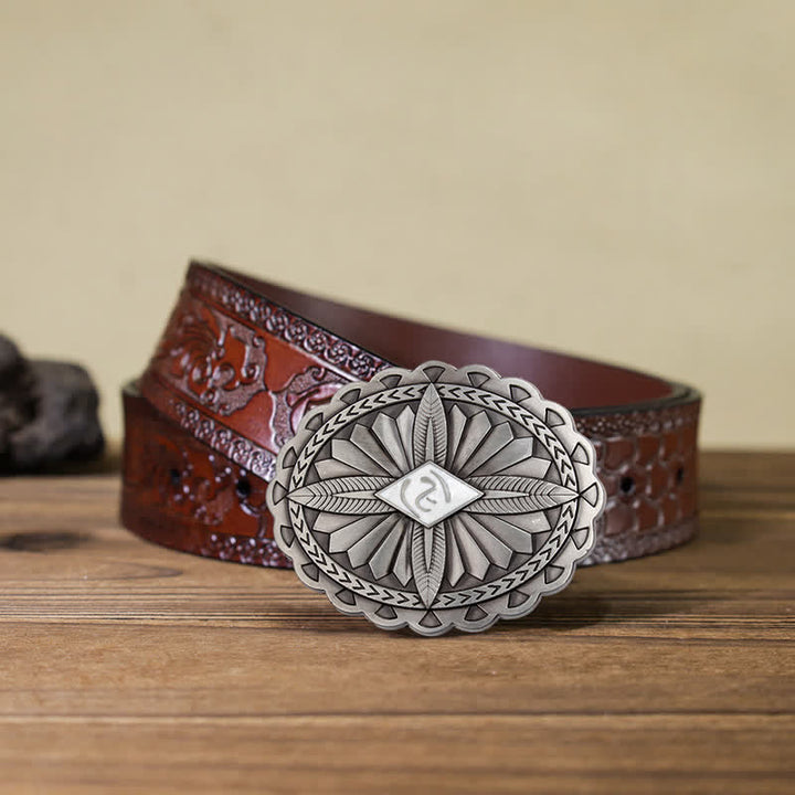 Herren DIY Indianischer Stamm Kreuze Totem Ledergürtel Schnalle