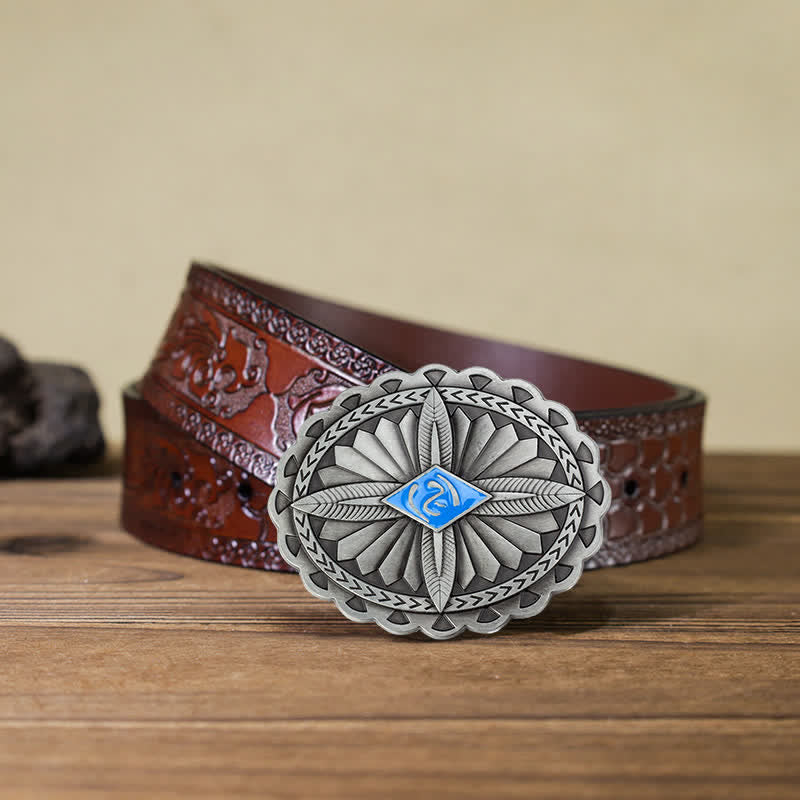 Herren DIY Indianischer Stamm Kreuze Totem Ledergürtel Schnalle